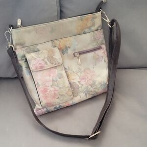 Cream and Black Crossbody Bag with Adjustable Strap